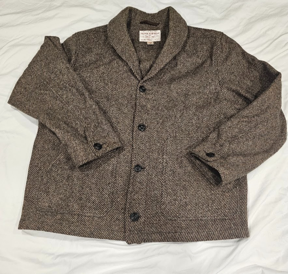 FILSON Decatur Island Wool Jacket Natural Brown Button up XL